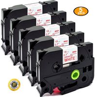 NEOUZA 5PK Compatible for Brother P-Touch Laminated TZe TZ Label Tape Cartridge 18mm x 8m (TZe-242 Red on White)