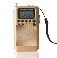 Amicc Pocket 2-Band Digital Tuning AM/FM Stereo Radio Mini Receiver w/Earphone (Golden)
