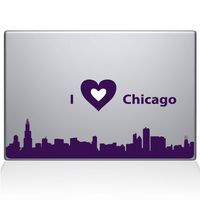 The Decal Guru I love Chicago Decal Vinyl Sticker, 13" MacBook Pro (2016 & Newer Models), Lavender (2328-MAC-13X-LAV)