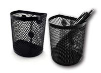Magnetic Pen/Pencil Mesh Metal Basket/Holder/Container/Storage/Organizer for Kitchen/Refrigerator/Fridge/Whiteboard/Dry Erase/File Cabinet/Locker (Black)(Set of 2)
