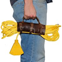 Hide & Drink, Leather Heavy Duty Extension Organizer/Wrap It Heavy-Duty Storage Strap/Extension Cords, Cables, Hoses & Ropes, Handmade :: Bourbon Brown