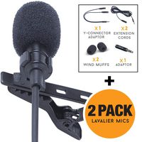 SoLID (TM) Lavalier Lapel Microphone 2 Pack Complete Set Omnidirectional Mic for Desktop PC Computer, Mac, Smartphone, iPhone, GoPro, DSLR, Camcorder for Podcast, Youtube, Vlogging, and DJs