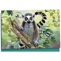 Tree-Free Greetings EcoNotes Stationary- Blank Note Cards with Envelopes, 4" x 6", Lemur Selfie, Boxed Set of 12 (FS56904)