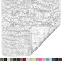 Gorilla Grip Original Luxury Chenille Bathroom Rug Mat, 44x26, Extra Soft and Absorbent Large Shaggy Rugs, Machine Wash Dry, Perfect Plush Carpet Mats for Tub, Shower, and Bath Room, White