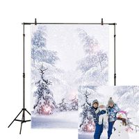 Allenjoy 5x7ft Winter White Snow Photography Backdrop Christmas Pine Tree Snowflake Forest Park Wonderland Background Bokeh Outdoor Family Trip Decorations Photo Studio Props