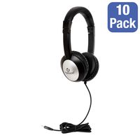 Egghead Deluxe Heavy-Duty School Headphones - 3.5mm (1/8") Standard TRSS Plug - Pack of 10, Black