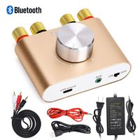 F900 Mini Bluetooth Power Amplifier Wireless Audio Receiver with 12V 5A DC Adapter, Stereo Hi-Fi Digital Amp 2.0 Channel 50W 2 with AUX/USB/Bluetooth Input (Gold) ...