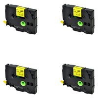 SuperInk 4 Pack Compatible for Brother HSe-621 HSe621 HS-621 HS621 Black on Yellow Heat Shrink Tube Label Tape use in PT-D210 D200 D400 D450 D600 H300 P700 P900 Printer (0.34''x4.92ft, 8.8mm x 1.5m)
