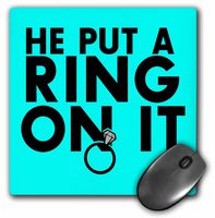 3dRose He Put A Ring on It, Aqua - Mouse Pad, 8 by 8" (mp_194347_1)