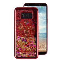 For Samsung Galaxy S8 Cover Case, Rosa Schleife Transparent Liquid Dynamic Floating Clear Crystal Bling Glitter Soft Rubber TPU Back Case Cover Protective Shell Cases Covers for Samsung Galaxy S8