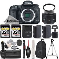 Canon EOS 7D Mark II Digital SLR Camera Body + Canon 50mm 1.8 II Lens + Battery Grip + Backup Battery + 2 Of 32GB Memory Card. All Original Accessories Included - International Version