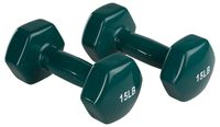 AmazonBasics Vinyl 15 Pound Dumbbells - Set of 2, Teal