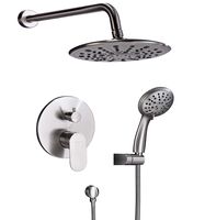 Shower System, Wall Mounted Shower Faucet Set for Bathroom with High Pressure 8" Rain Shower head and 3-Setting Handheld Shower Head, Brushed Nickel （Rough in Pressure Balance Valve Included)