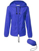 Avoogue Fall Lightweight Quilted Zip Up Sports Jacket Raincoat Women's Waterproof Windbreaker Packable Outdoor Hooded Rain Jacket Blue XXL