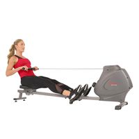 Sunny Health & Fitness Compact Folding Magnetic Rowing Machine with LCD Monitor, Bottle Holder, 43 Inch Slide Rail, 250 LB Max Weight - Synergy Power Motion - SF-RW5801