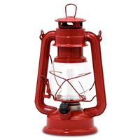 Northpoint Vintage Style Red Hurricane Lantern with 12 LED's and 150 Lumen Light Output and Dimmer Switch, Battery Operated Hanging Lantern for Indoor and Outdoor Usage