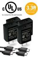 HomeSpot Value Pack 3.3ft (1m) Micro-USB Cord with USB Wall Charger Plug 5V1A USB for Samsung, LG, HTC, Google, Kindle, Sony, Nokia - 4 Pack Black