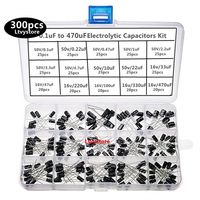 Electrolytic Capacitors Kit, Radial Capacitor Assorted Assortment Box Set Black 16V 50V, Range 0.1uF-470uF, Pack of 300, By Ltvystore
