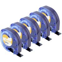 Replace DYMO LetraTag 18771 Iron-On Fabric Clothes Label Tape Refills, 1/2 Inch Black on White Clothing Label Compatible for DYMO LetraTag XR LetraTag Plus LT100H LT100T QX50 Printers, 5-Pack