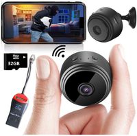 Mini Spy Camera Wireless Hidden Home WiFi Security Cameras with App 1080P, Bundle 32GB SD Card + USB Reader + Adaptor. Night Vision Indoor Outdoor iPhone/Android Phone Small Nanny Cam for Cars etc