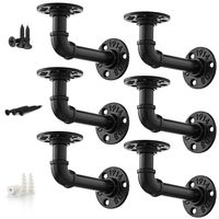 Pipe Bracket (6 Packs Black) - Industrial DIY L Pipe Shelf Bracket for Wood Floating Shelf Vintage Look - Rustic Pipe Decor Wall Mount with All Accessories Needed (Shelf Not Included) (6 packs L type)