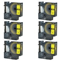 SuperInk 6PK Replacement Industrial Rhino Heat Shrink Tubes Compatible for Dymo 18054 Black on Yellow Cable Label Tape (9mmx1.5m,3/8''x5ft) use in DYMO Rhino 1000 3000 4200 5000 5200 6000 Label Maker