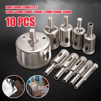 10PCS 8mm-50mm Diamond Coated Core Hole Saw Drill Bits Tool Cutter for Tiles Marble Glass Granite Drilling Bits Set