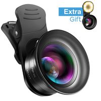 Cell Phone Camera Lens Kit - VIEWOW 4K HD 7 Optical Glasses 15X Macro 0.45X Wide Angle Phone Lens Kit with LED Light and Travel Case, Compatible with iPhone Samsung Pixel (0.15X Wide Angle)