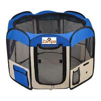 Zampa Portable Foldable Pet playpen Exercise Pen Kennel + Carrying Case for Larges Dogs Small Puppies/Cats | Indoor/Outdoor Use | Water Resistant