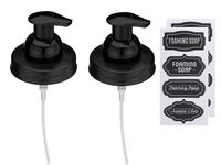 Jarmazing Products Mason Jar Foaming Soap Dispenser Lids - Includes Waterproof Stickers! Black - 2 Pack