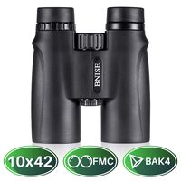 BNISE 10x42 High Powered Magnification Binoculars for Adults Compact, Bright and Clear View for Hunting, Bird Watching, Sports and Wildlife. Comes with Case, Lens Caps, Strap and Warranty-Black