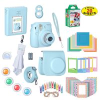 Fujifilm Instax Mini 9 Instant Film Camera Bundle with Over 15 Accessories | 20 Sheets of Instant Film + Mini Nine Leather Case + Photo Album + Lens Filters + Mini Frames + More