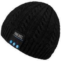 nine bull Bluetooth Beanie Hat, HD Stereo Bluetooth Headphones Wireless Smart Beanie Headset Winter Music Knit Speaker Hat Speakerphone Cap, Built-in Mic (Black)
