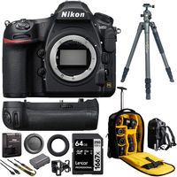Nikon D850 FX-Format Full Frame Digital SLR DSLR WiFi 4K Camera Body Power Travel Bundle with MB-D18 Battery Grip + Vanguard VEO 2 Tripod + Deco Gear Photography Backpack Luggage Case + 64GB Card