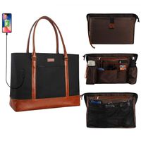 Woman Laptop Tote Bag,USB Teacher Bag Large Work Bag Purse Fits 15.6 in Laptop