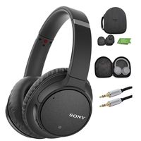 Sony WH-CH700N Wireless Noise Canceling Headphones (Black) w/Carrying case (with Removable Insert for Larger Headphones) and Audio Cable