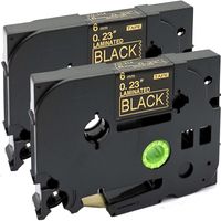 NEOUZA 2PK Compatible for Brother P-Touch Laminated Tze Tz Label Tape Cartridge 6mm x 8m (TZe-314 Gold on Black)