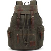 KAUKKO Vintage Casual Canvas and Leather Rucksack Backpack, 1Navy