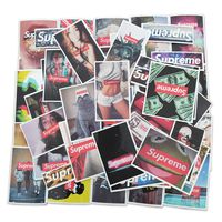 Street Fashion Brand Vinyl Sticker - Laptop Sticker Water Bottle Travel Case Motorcycle Skateboard Helmet Vinyl Waterproof Supreme Sticker (64pcs)