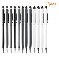 12PCS,Stylus Pen, 2 in 1 Stylus Pens, for Touch Screens Devices Universal Ca pacitive Stylus, (4Black,4 Gray,4White)
