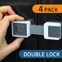 New Version Child Safety Locks 4-Pack. Baby Proof Cabinets, Drawers with Easy Adjustable Strap Length, Double Lock Option, Easier Latch for Adults to Open. Secure Oven, Refrigerator, Toilet, Doors