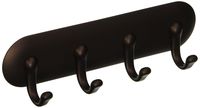 iDesign York Self Adhesive Plastic Key Rack, 4-Hook Organizer for Kitchen, Mudroom, Hallway, Entryway, 1.5" x 9" x 5.5" - Bronze