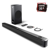 BOMAKER Sound Bar, 150W Soundbar with Wireless Subwoofer, 2.1 Channel Sound Bar for TV, 34 Inch Wired & Wireless Bluetooth 5.0, Enhanced Bass Adjustment, Optical/Coaxial/Aux/USB