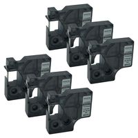 QPMY 6 Pack Compatible for DYMO 1805442 Rhino Industrial IND Permanent Polyester Label Tape Black on White Width 1/2" Length 18'
