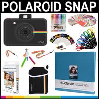Polaroid Snap Instant Print Camera Gift Bundle + Zink Paper (30 Sheets) + 8x8 Cloth Scrapbook + Pouch + 6 Edged Scissors + 100 Sticker Border Frames + Color Gel Pens + Frames + Accessories