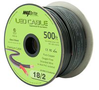 500 ft. 18AWG Low Voltage LED Cable 2 Conductor Black Sleeve in-Wall Speaker Wire UL/cUL Class 2