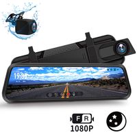 DuDuBell Mirror Dash Cam, 10" Backup Camera with Reverse Assistance, 1080P Front and Rear Cameras with Enhanced Night Vision, IPS Full Touch Screen Wide Angel HDR+