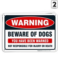 Beware of Dog Sign, (2 Pack) Dog Warning Sign, 10x7 Rust Free Aluminum, Weather/Fade Resistant, Easy Mounting, Indoor/Outdoor Use, Made in USA by SIGO SIGNS