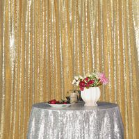 Eternal Beauty Amber Gold Sequin Wedding Backdrop Photography Background Party Curtain, 5Ft X 7Ft