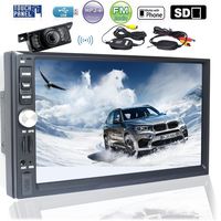 EinCar Car Audio Double Din 2DIN 7 Touchscreen MP5 Stereo in Dash GPS Navigation Support Bluetooth Mirror Link EQ SWC USB SD + 8GB Map Card & Wireless Waterproof Backup Camera with Nightvision